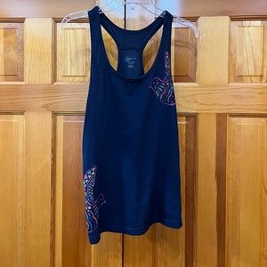 Old Navy racerback yoga top with painted birds embellishments